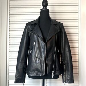 AllSaints Elva Biker Leather Jacket Size 8